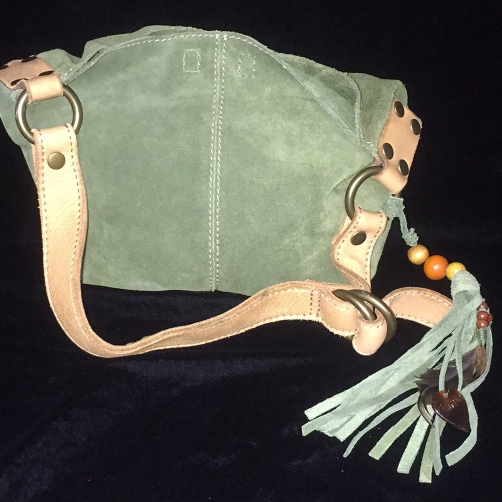 Lucky Brand Green Suede & Leather Bag